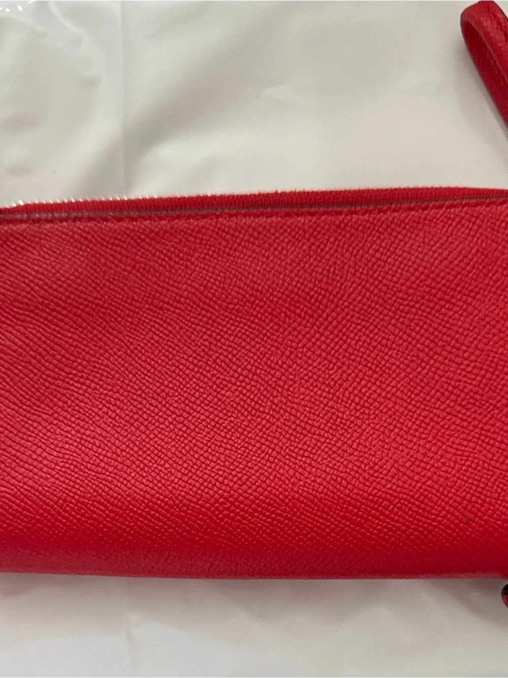 Coach Red Saffiano Leather Wristlet Clutch with Silver Hardware